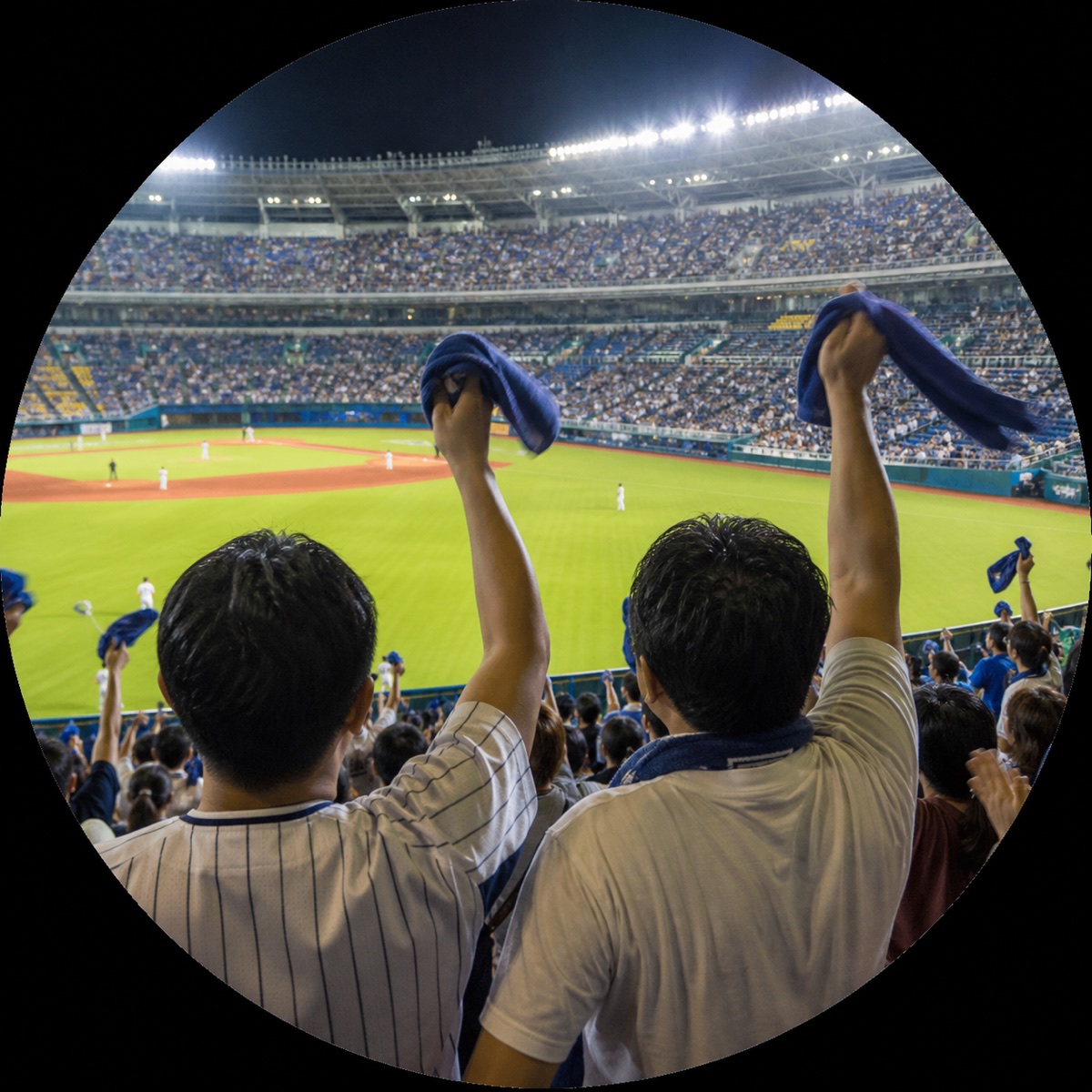 スタジアムでスポーツ観戦を楽しむ二人