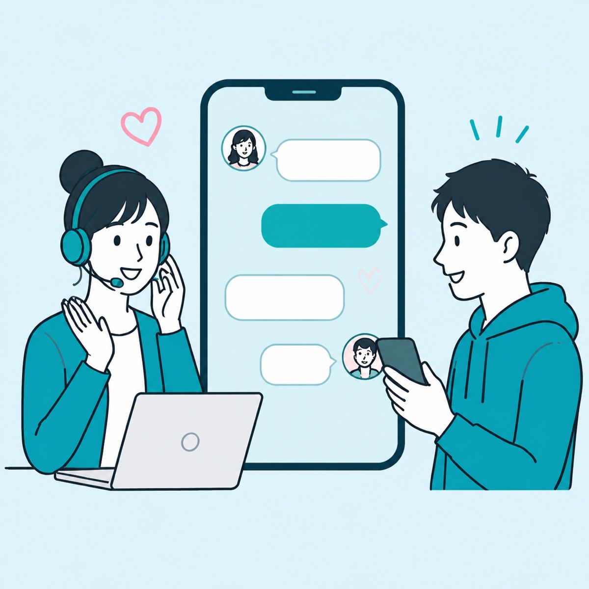 運営が日程と料金を確認するイラスト