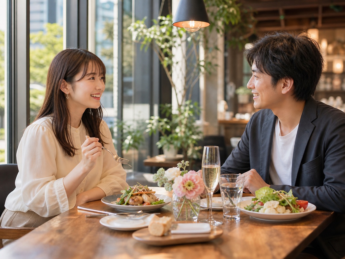 待ち合わせ後にデートを楽しむ二人