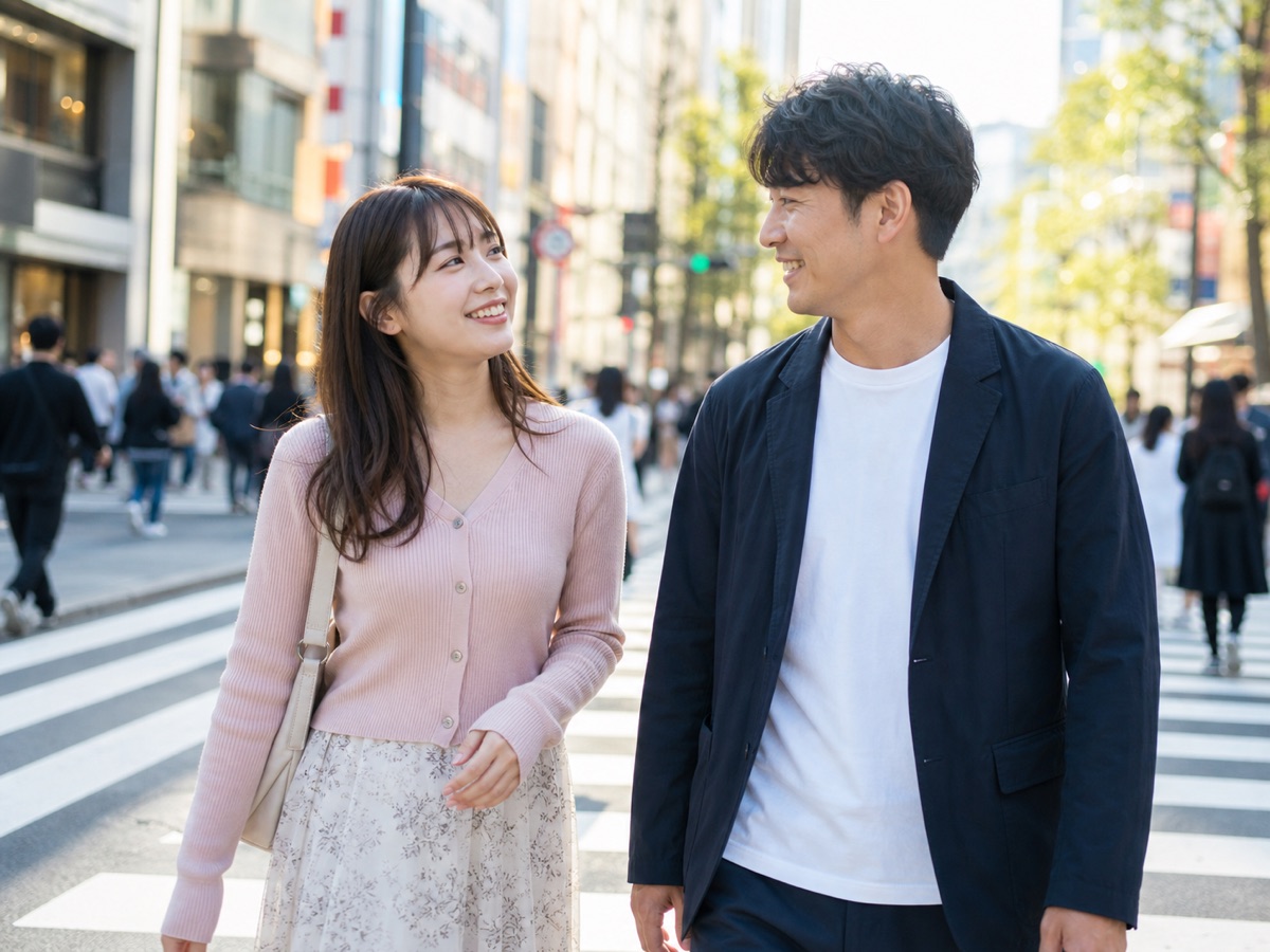 東京の街を二人で歩くデート